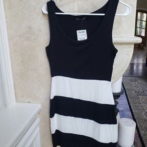 NWT Black & White Striped Stretchy Bodycon Dress